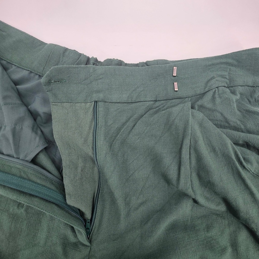 VERONICA BEARD MARBEAU PANTS WOMENS SIZE 16 GREEN TROUSERS PLEATED LINEN ***READ - Picture 7 of 16